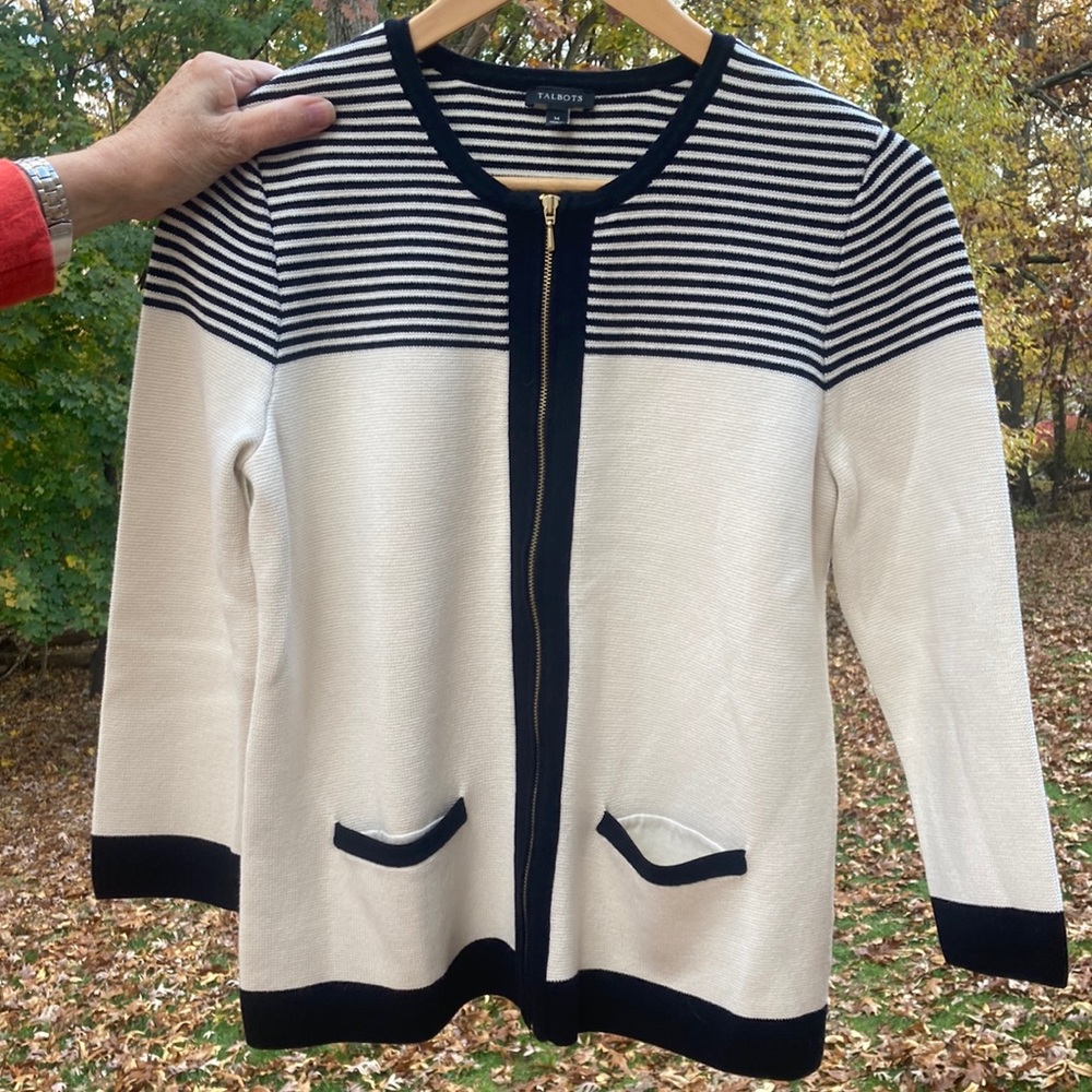 Talbots 3/4 sleeve zip up sweater